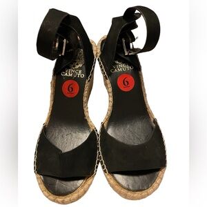 Vince Camuto Black Espadrille Wedge Heel Size 6